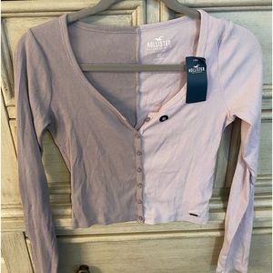 Hollister button-up, long sleeve baby tee